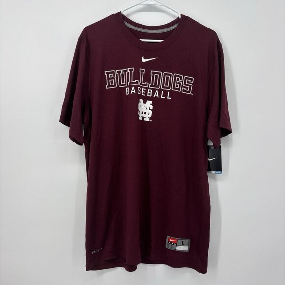 Nike Dri-fit Mississippi State Bulldogs Baseball T Short Mens Size Large Maroon - Picture 1 of 9